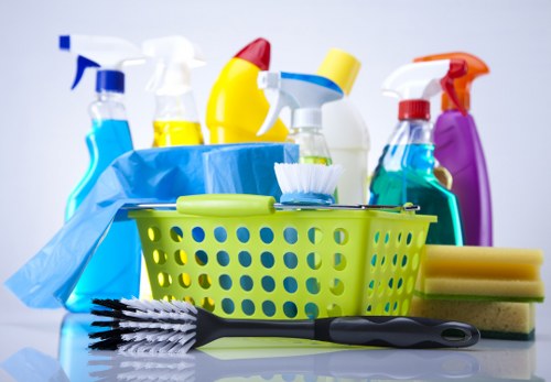 Domestic cleaning in a bright living room
