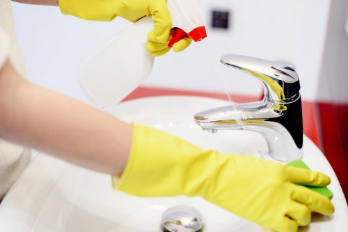 Professional office cleaning in a modern reception area