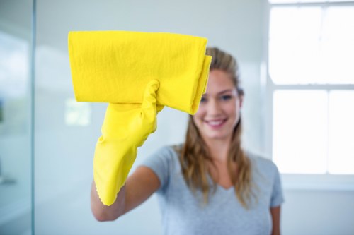 Thorough Airbnb cleaning in a modern kitchen with spotless surfaces