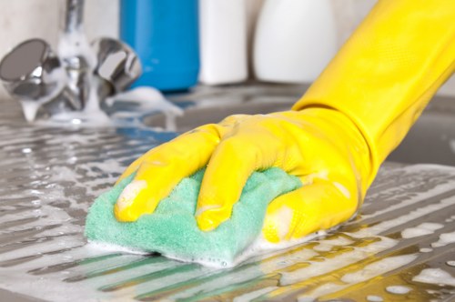 Bathroom sanitizing during move in cleaning service