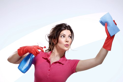 Daily office cleaning in a conference room